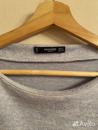 Лонгслив женский голубой Mango, размер M