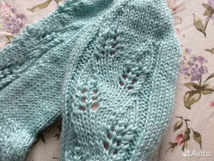 Носочки вязаные, ажурные. альпака, шелк