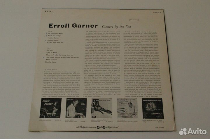 Пластинка Erroll Garner Concert By The Sea 1956