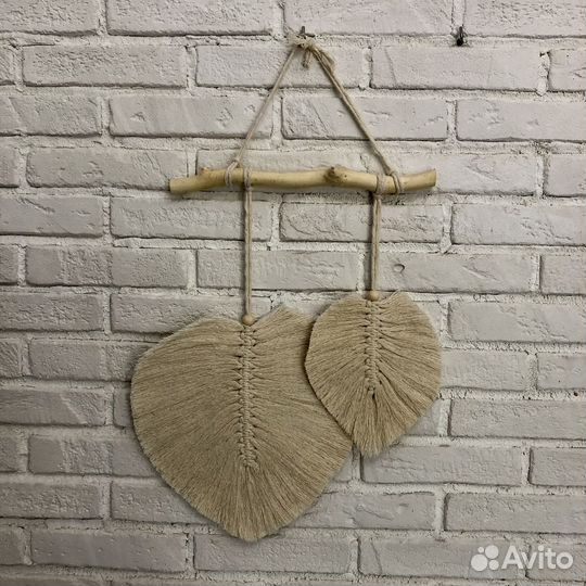 Настенное панно макраме листья, ловец снов