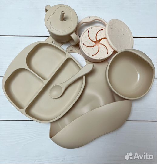 Новый набор детской силиконовой посуды