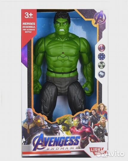 Фигурка Супер герой Халк 30см, свет, звук