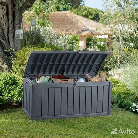 Пластиковый сундук Keter Glenwood 390 л серый