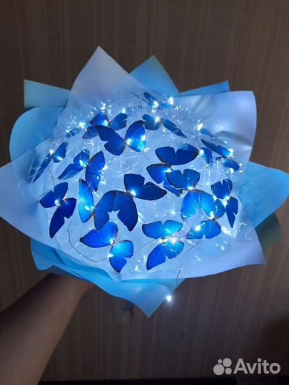 Букет с бабочками. Подарок. светящийся букет