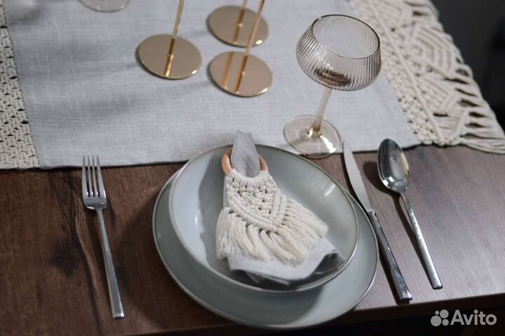 Дорожка на стол макраме лён