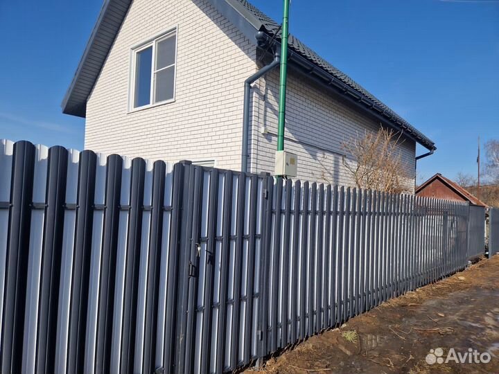 Установка забора для дома и дачи евроштакетник