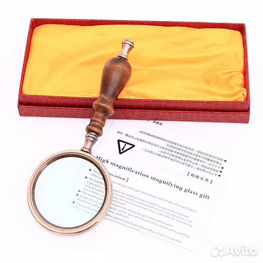 Лупа ручная 10х-90мм рукоять натуральное дерево