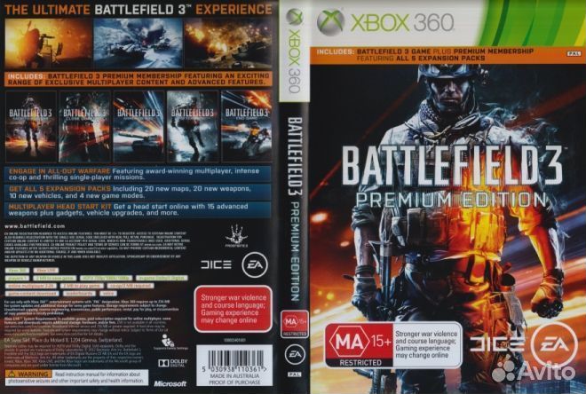 Серия игр Battlefield premium лицензия Xbox 360