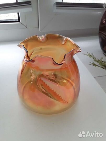 Ваза конфетница цветное стекло, молочник, чайник