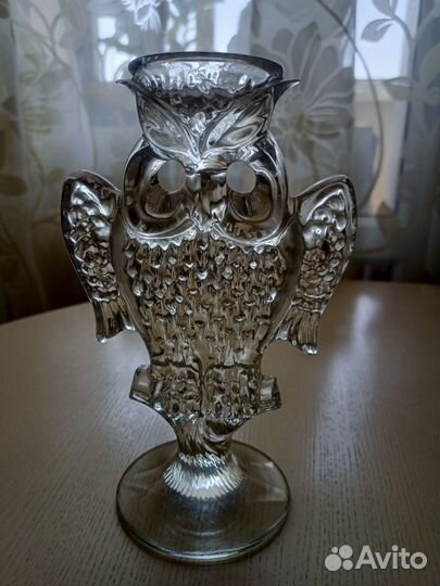 Хрустальные рюмки сапожки, сова -подсвечник