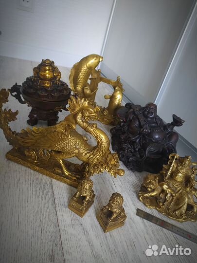 Египет медь, латунь, 3 статуэтки на мраморе 80г