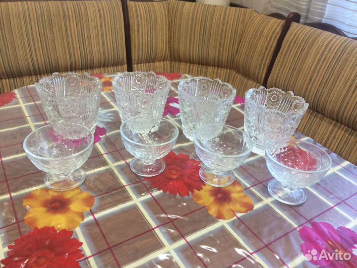 Хрустальная ваза, креманки, фужер, горшок д/запек