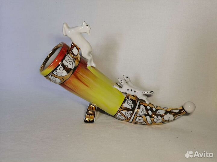 Рог охота с собаками фарфор экхз СССР