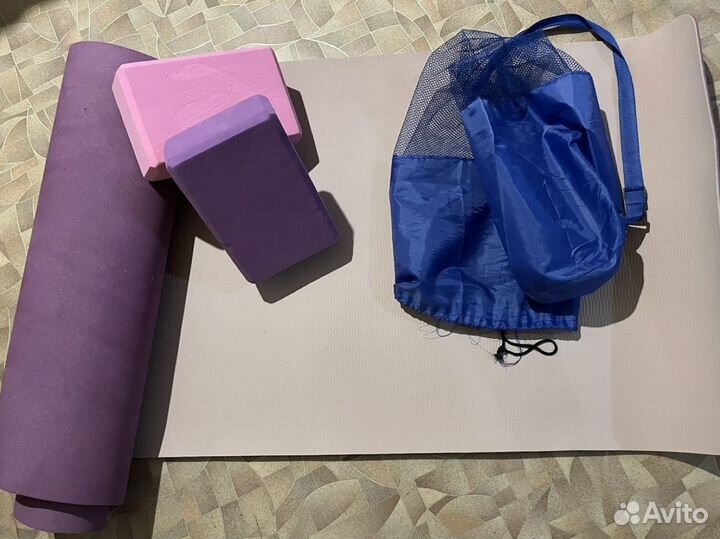 Коврик пенка и блоки для йоги