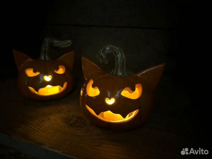 Котыковка кот + тыква + светильник