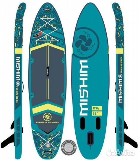 SUP (сап) Доска mishimo PRO-MAX Light Teal 11,6’