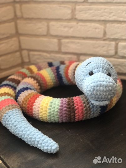 Радужный удав игрушка плюшевая