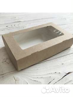 Крафт коробки с окошком 20х12х4 см