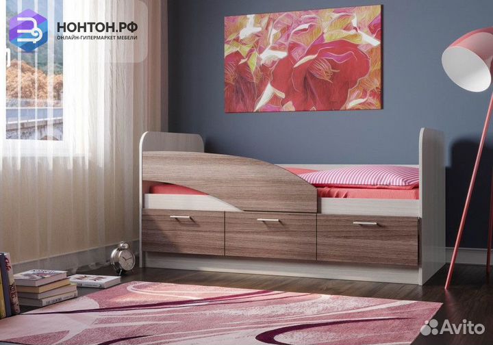 Кровать Минима ясень шимо светлый / ясень шимо тем