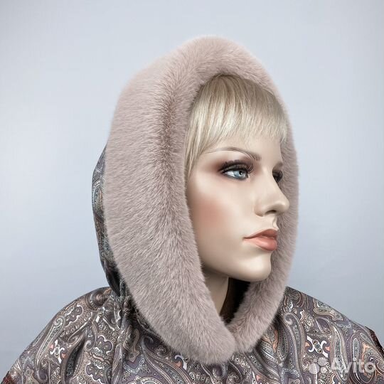 Косынка Теплая Экомех Принт Бежевая