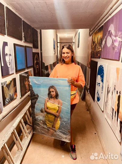 Портрет по фото на холсте