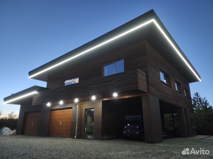 Фасадное освещение дюралайтом