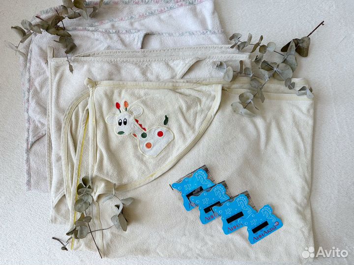 Детские махровые полотенца с уголком 3 шт