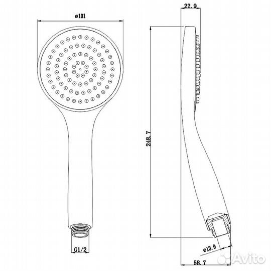 Ручной душ Whitecross Y brushed nickel basic-NIB Брашированный никель