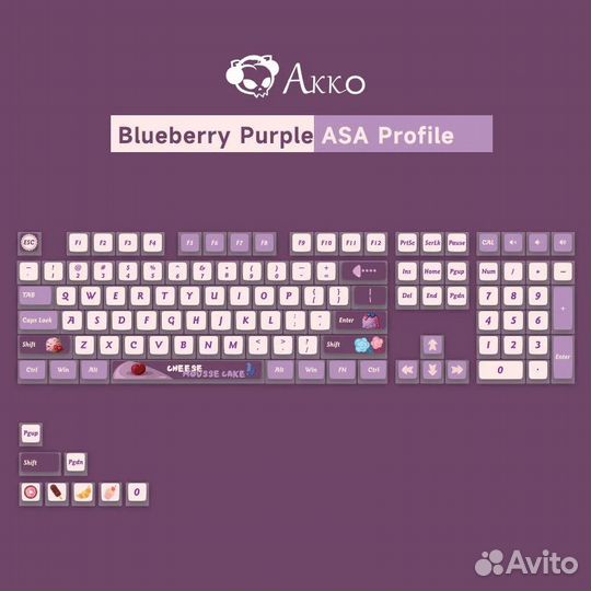 Кейкапы Akko PBT+PC Pudding Blueberry Purple (ASA)