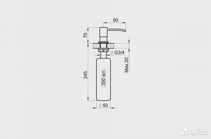 Дозатор для кухонной мойки granula 1403 графит