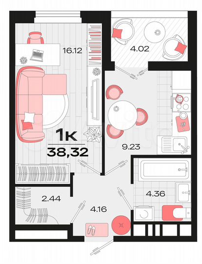 1-к. квартира, 37,7 м², 4/14 эт.