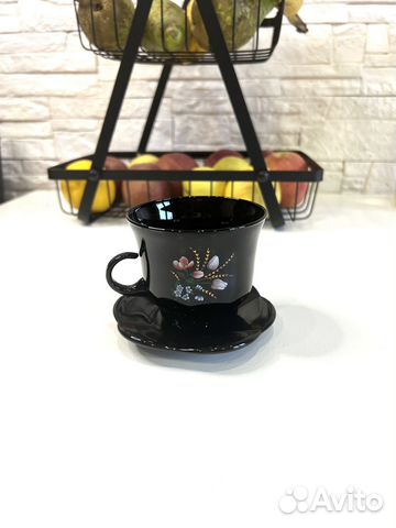 Новый чайный сервиз на 6 персон из темного стекла