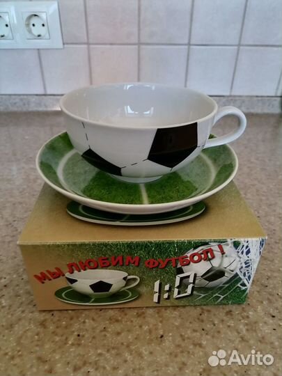 Чайная пара 400 мл (чашка +блюдце). Футбол. Новое