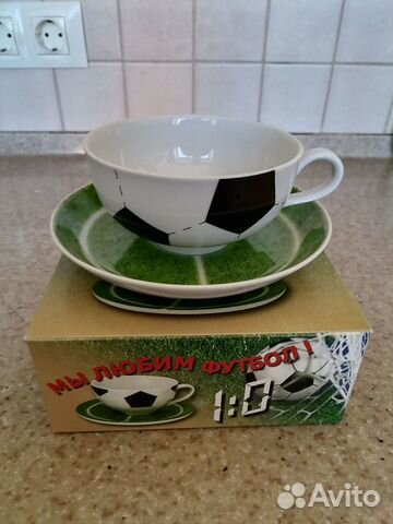 Чайная пара 400 мл (чашка +блюдце). Футбол. Новое