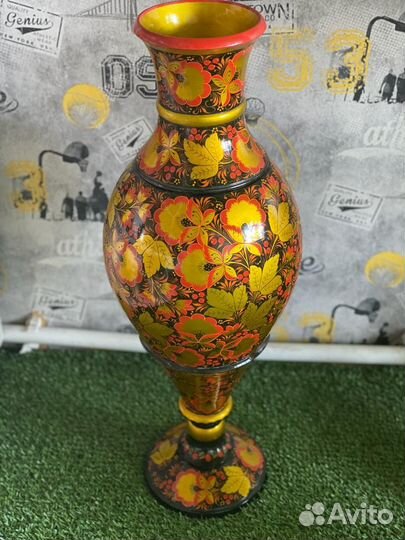 Ваза дерево расписная СССР напольная