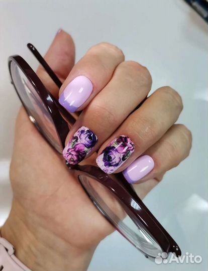 Маникюр с покрытием гель лак, наращивание