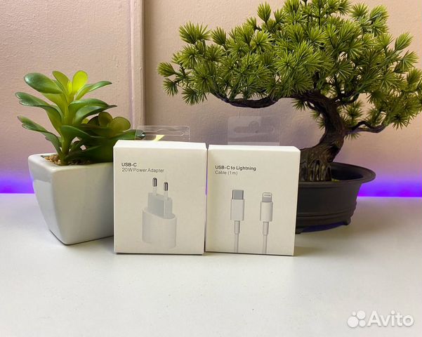Блок питания apple 20w + кабель USB-C to Lightning
