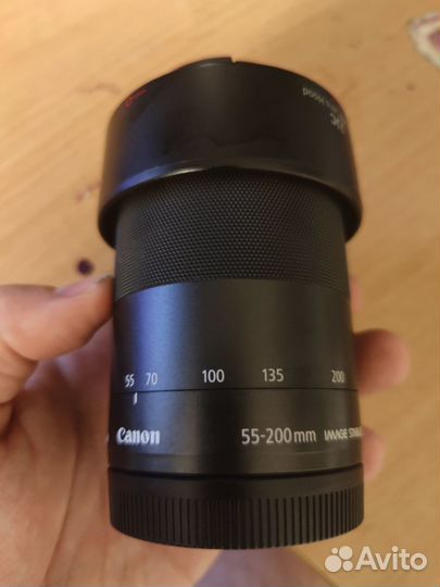 Объектив Canon EF-M 55-200mm + бленда