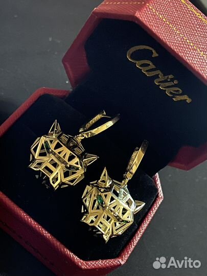 Золотые Серьги Тигр Cartier