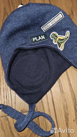 Шерстяная осенняя шапка на завязках 48-50