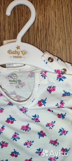 Новый комплект лонгсливов для девочки 74 р