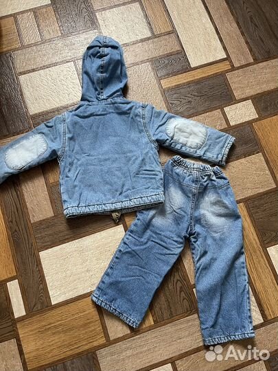 Джинсовый костюм утеплённый для мальчика 92