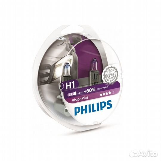 Лампа галогенная Philips Vision Plus H1 (P14.5s) 1