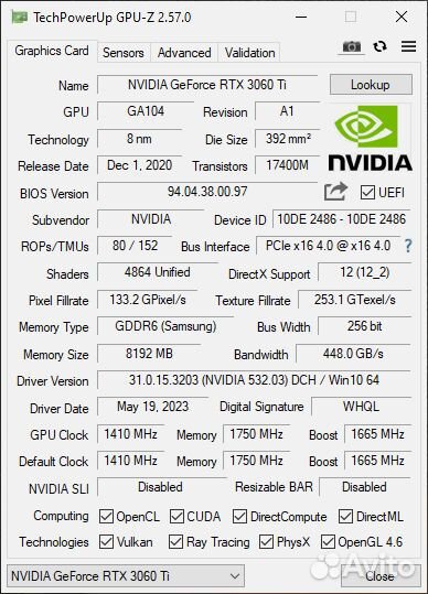 Видеокарта GeForce RTX 3060 Ti (Samsung)