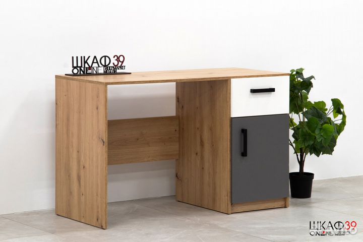 Fini 08 Стол компьютерный Дуб артисан/Белый/Антрац