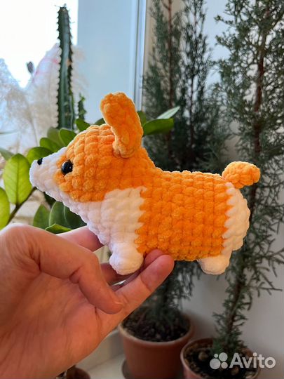Вязаные игрушки ручной работы корги собачка
