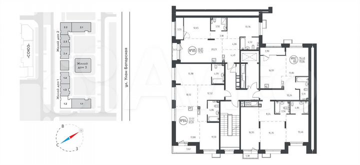 2-к. квартира, 71,8 м², 8/10 эт.