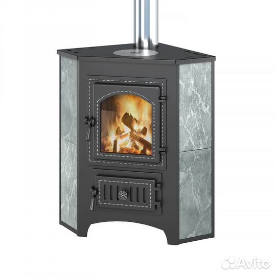 Печь-Камин везувий угловой бежевый с конфоркой