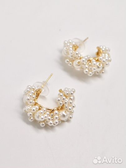 Жемчужные серьги с бисером