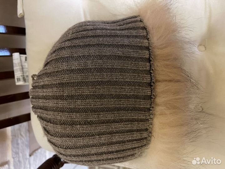 Шапка зимняя меховая (лиса)женская - вязанная